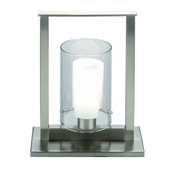 Illumine 12 in. Steel Table Lamp with Frost Glass Shade