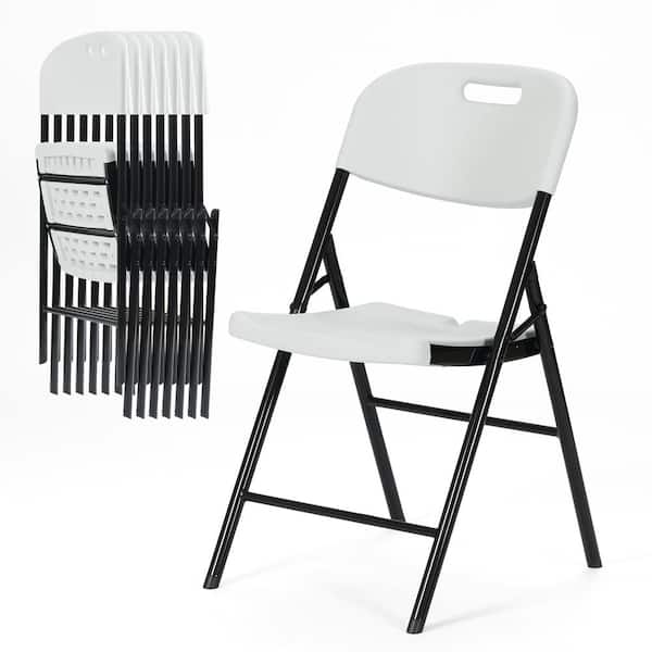 Jinseed Durable Sturdy Plastic Folding Chair 650lb Capacity for Event Office Wedding Party Picnic Kitchen Dining,White,Set of 8