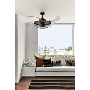 Montclair 48 in. Black with Koa Trim AC Ceiling Fan with Light