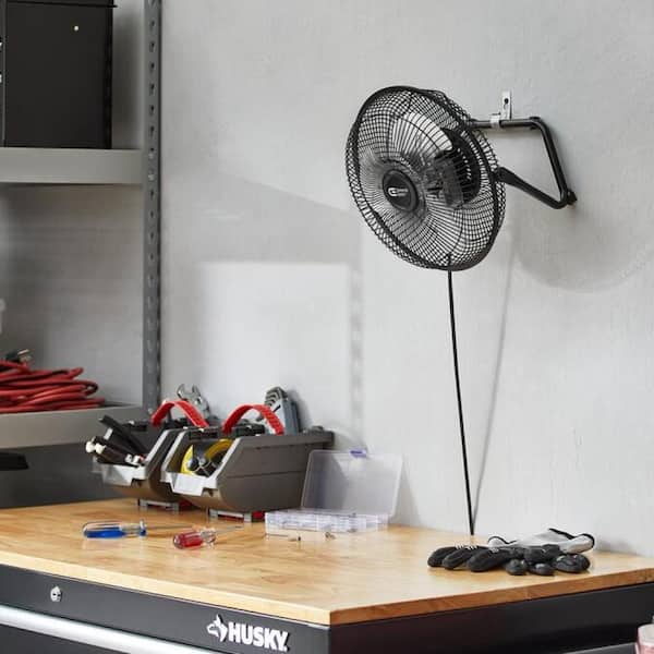 Commercial Electric - 9 in. 3-Speed High Velocity Floor Fan in Black With Wall Mount Bracket