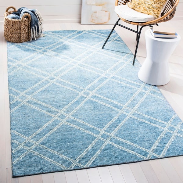 Stone Wash 5 ft. x 8 ft. Deep Blue Trellis Area Rug