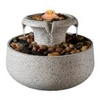Natural Tabletop Stone Tiered Fountain with LED Light