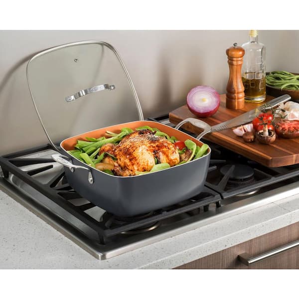 Copper Chef 13-qt Jumbo Deep Square Pan with Lid and Basket - Used