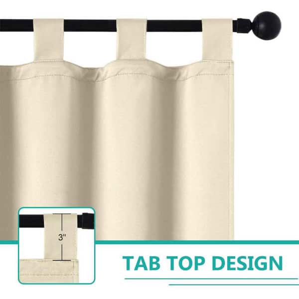 50" x 84" Outdoor Waterproof Detachable Sticky Tab Top Porch Decor Thermal Insulated Curtain , Beige (1 Panel )