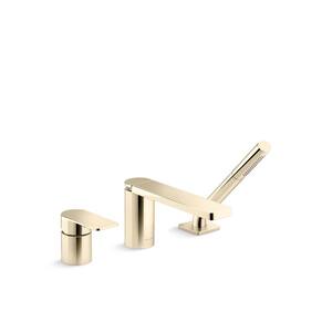 Parallel Single-Handle Wall Mount Roman Tub Faucet in Vibrant French Gold