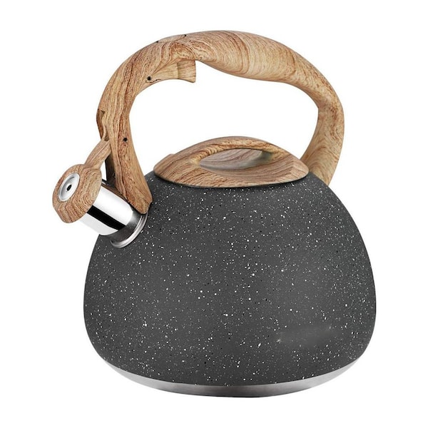 13-Cup Natural Stone Finish Whistling Teapot Stainless Steel Compatible Gas Induction Electric Anti-Rust Anti-Hot Handle