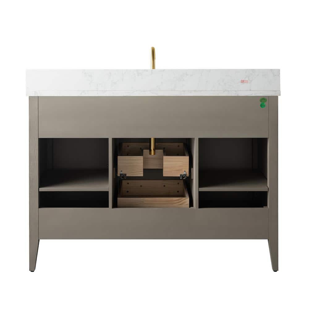 48'' Driftwood Gray Single Bathroom Vanity with Marble Top