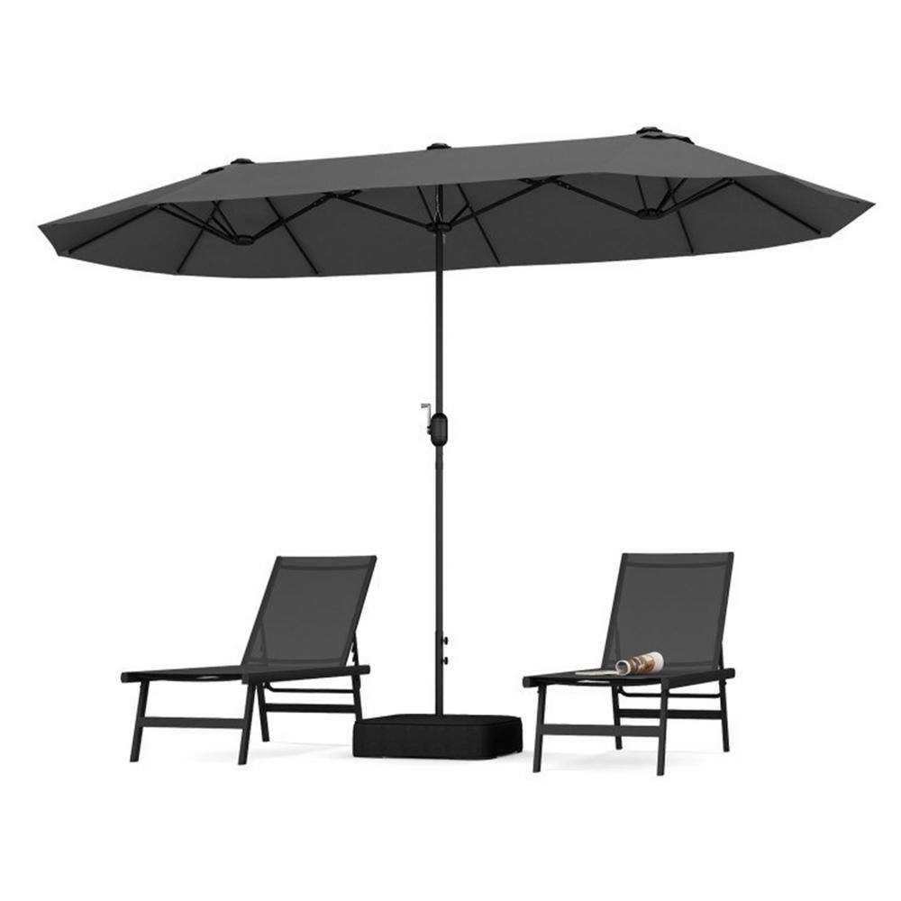 13 ft. Large Metal Pole Patio Umbrella Double-Sided Twin Outdoor Fillable Base Market Umbrella with Crank Handle Grey price history on PriceWatchPro