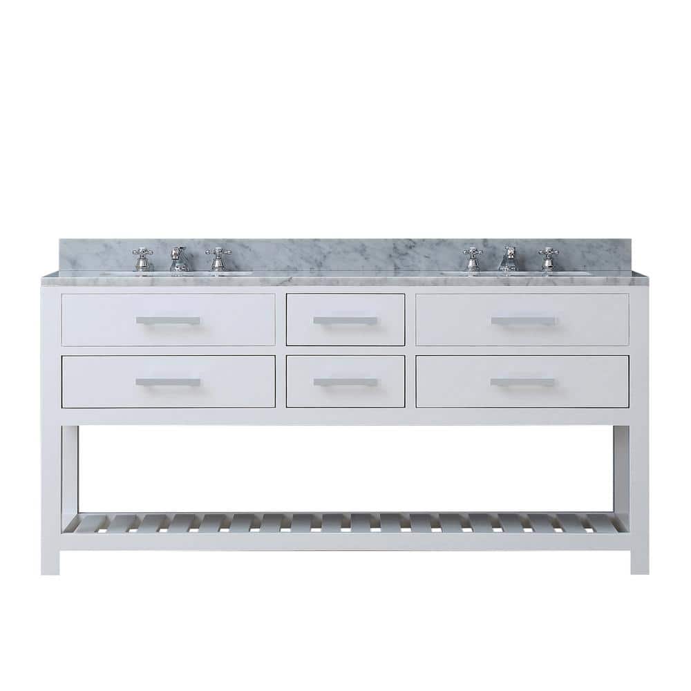 Madalyn 72" Pure White Double Sink Marble Top Vanity