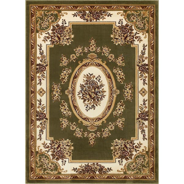 Well Woven Timeless Le Petit Palais Green 7 ft. x 9 ft. Traditional Classical Area Rug