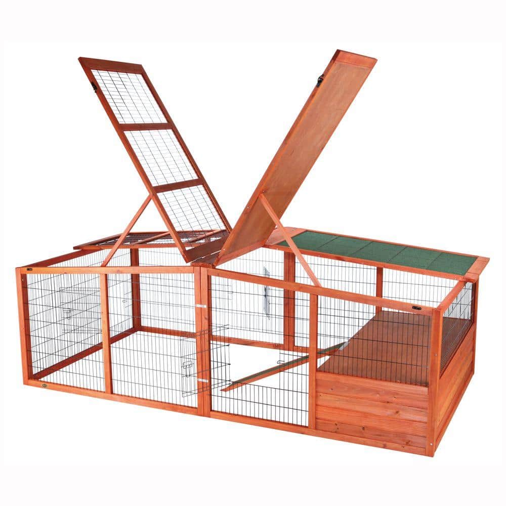 Extra-Large Wooden Outdoor Rabbit Enclosure with Mesh Cover