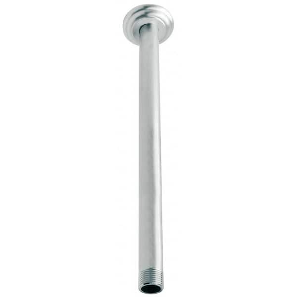 Westbrass 1/2 in. IPS x 12 in. Round Ceiling Mount Shower Arm with Flange, Polished Nickel
