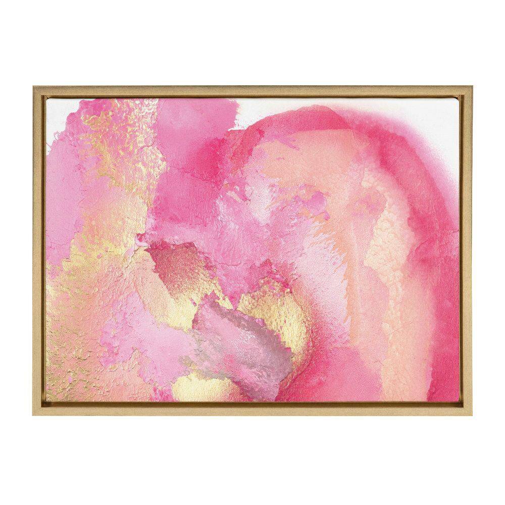 Pink Golden Hour Abstract Canvas Wall Art with Gold Frame, 18x24
