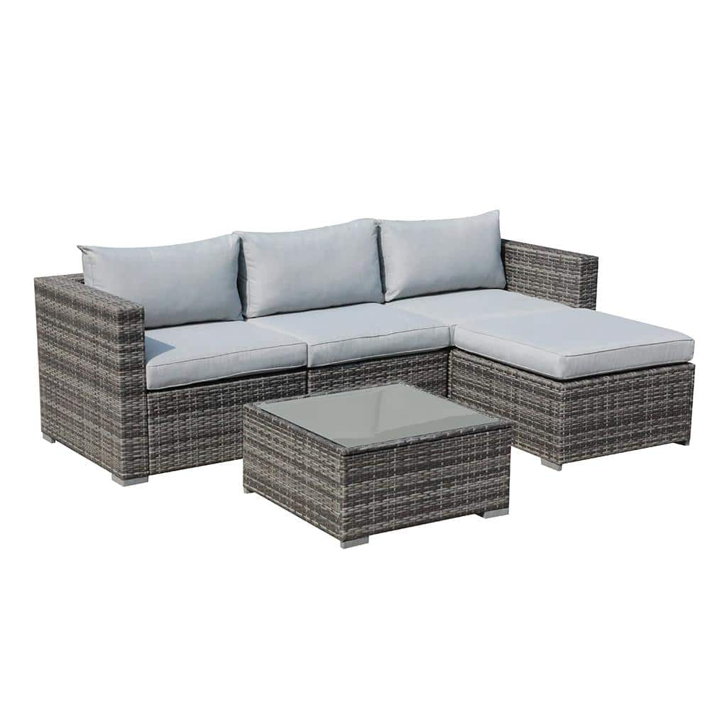 Freestyle Patiorama Gray 5-Pieces Wicker Outdoor Sectional Set with ...