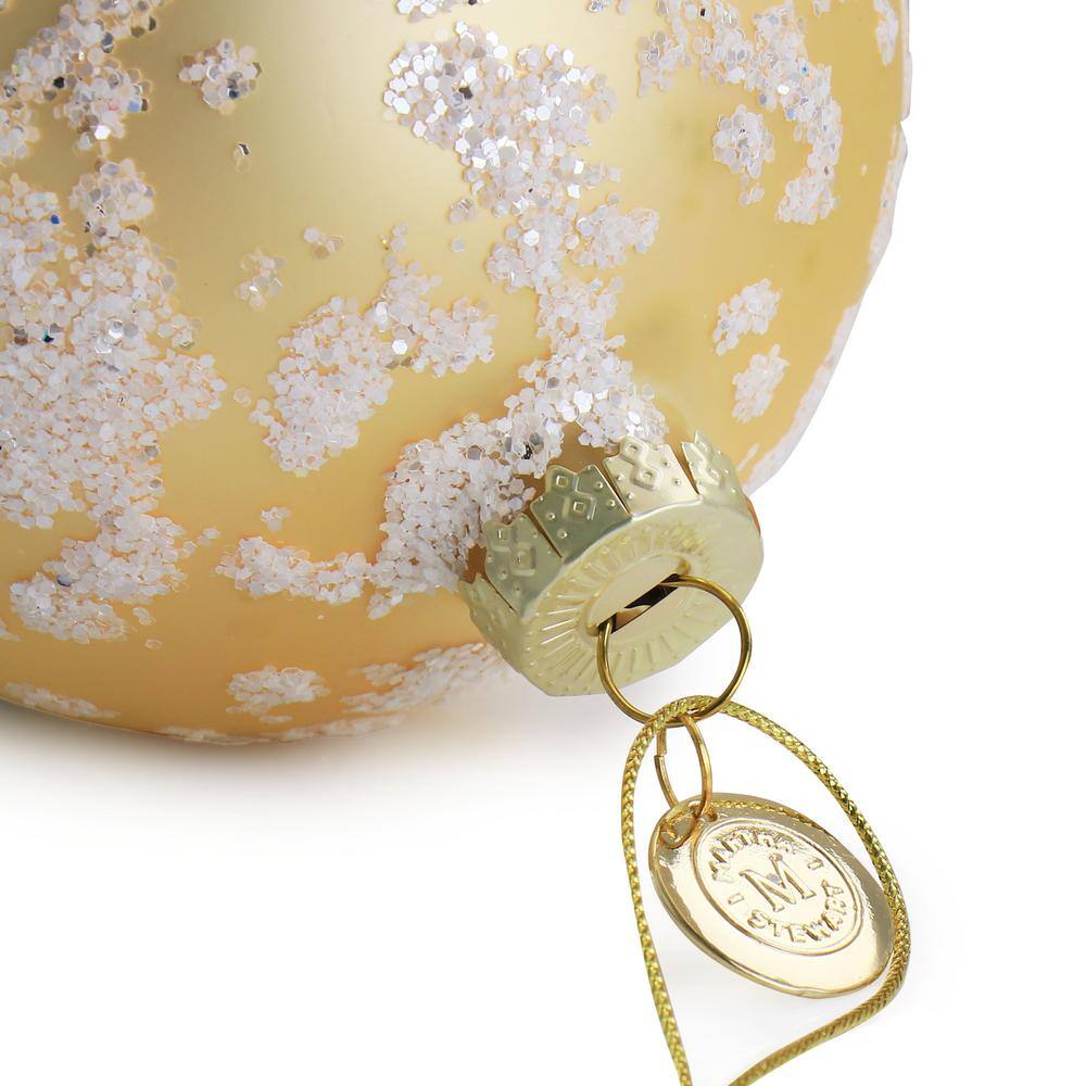 Gold and White Glass Holiday Ornament Set, 4 Pieces