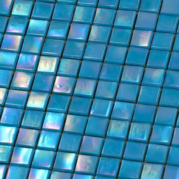 Skosh 11.6 in. x 11.6 in. Glossy Sea Blue Glass Mosaic Wall and Floor Tile (18.69 sq. ft./case) (20-pack)