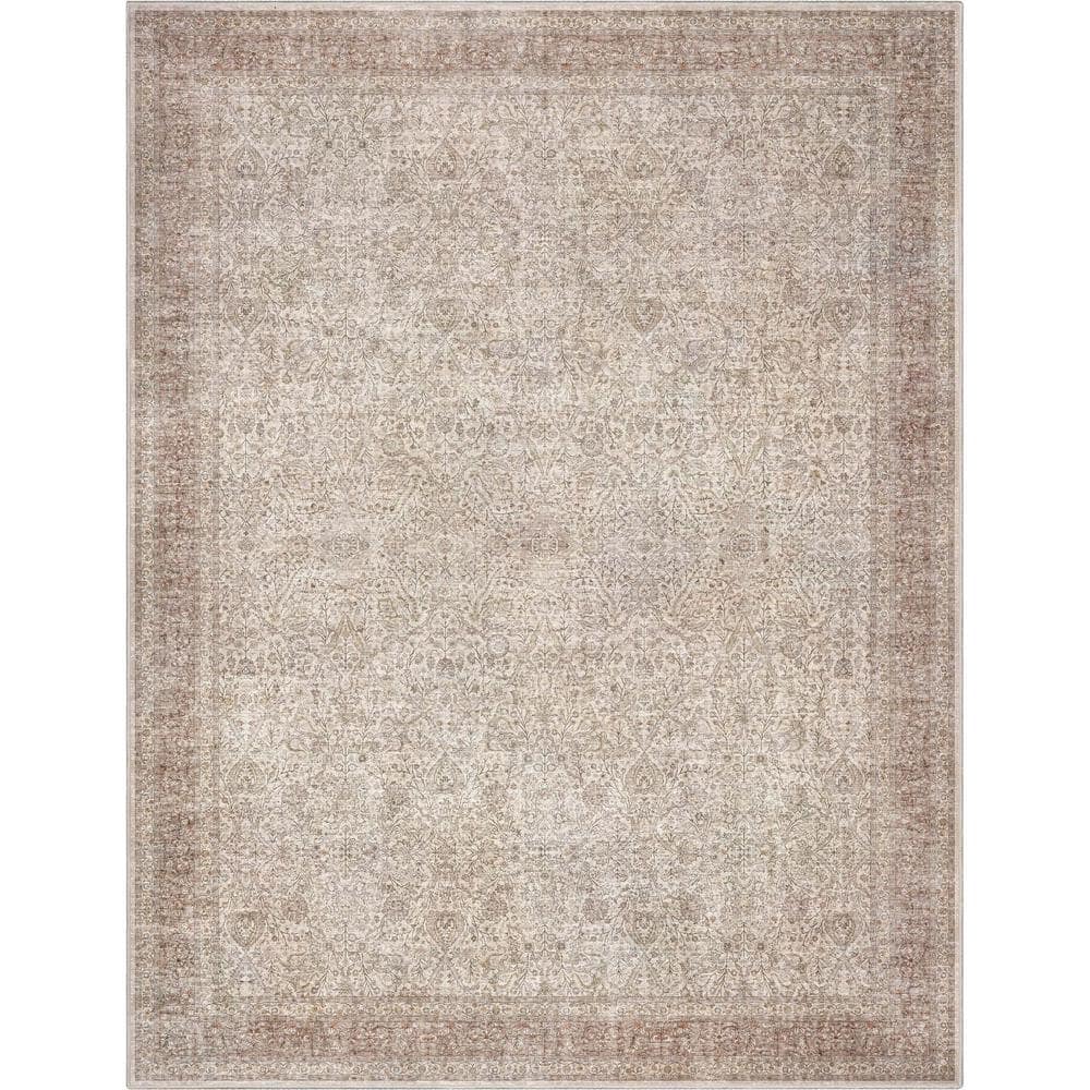 Beige 5' x 7' Flat-Weave Synthetic Reversible Area Rug