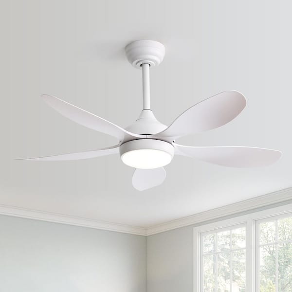 42 in. Integrated LED Indoor/Outdoor White Ceiling Fan With Light Kit and Remote Control, Reversible DC Motor