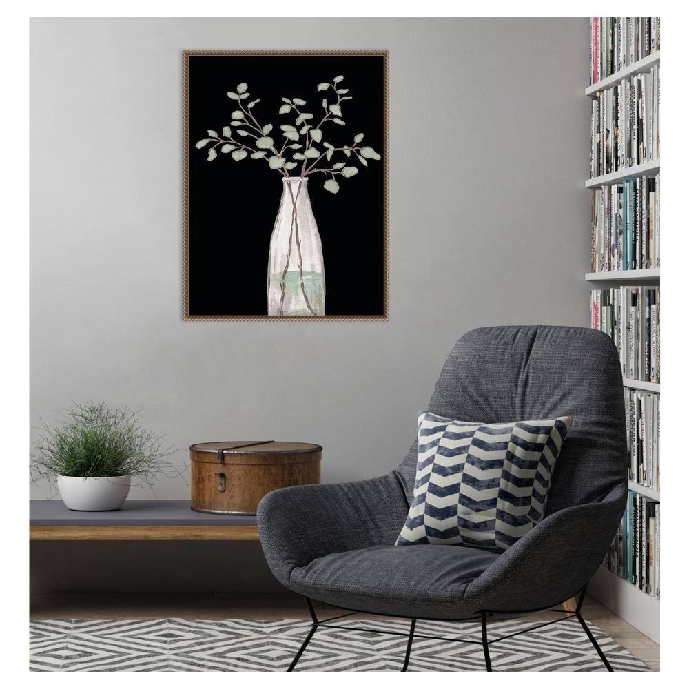 Botanic-Inspired Beaded Bronze Framed Canvas Wall Art
