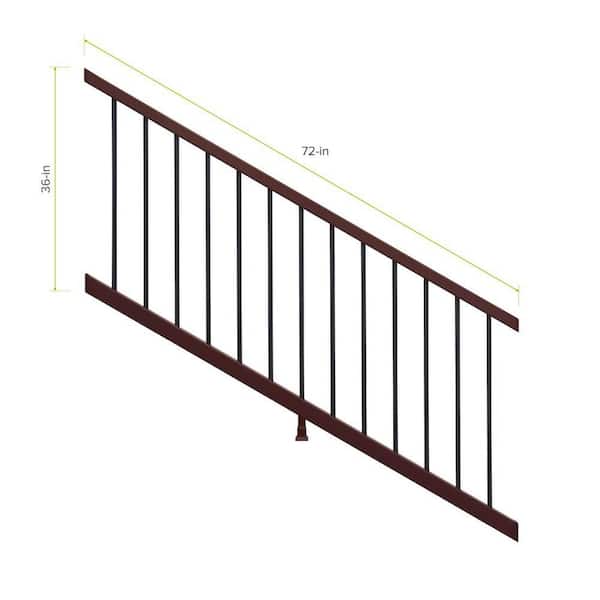Enhance 6 ft. W x 36 in. H Vintage Lantern Composite Rail with Black Round Aluminum Baluster Kit-Stair