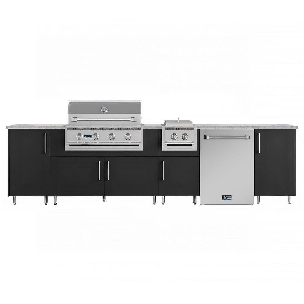 Nightfall 126 in. W 4-Burner Propane Grill Island in Stainless Steel Miami Pitch Black with Fridge and Side Burner price history on PriceWatchPro