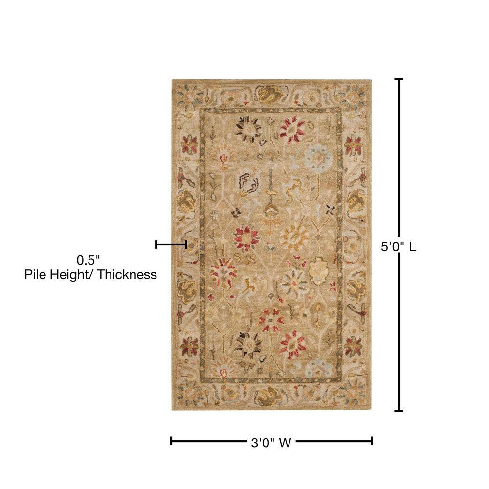 Heirloom Taupe & Beige Wool 3' x 5' Hand-Tufted Area Rug
