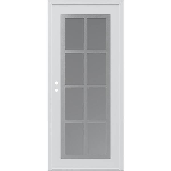 C16 36 in. x 80 in. Silver P Right-Hand/Inswing Frosted Glass White/White Steel Prehung Front Door