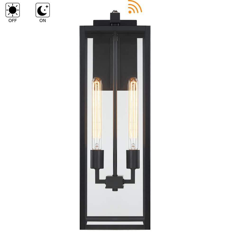 "25""H 2-Light Matte Black Hardwired Outdoor Wall Lantern Sconce with Dusk to Dawn" price history on PriceWatchPro