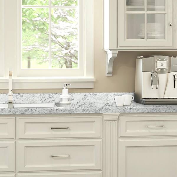 Hampton Bay 10 Ft Cream Laminate Countertop With Eased Edge In White Ice Granite Etchings 011349011009476 The Home Depot