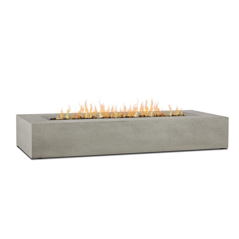 Gray Glass Fiber Reinforced Concrete Long Rectangle Fire Pit Table