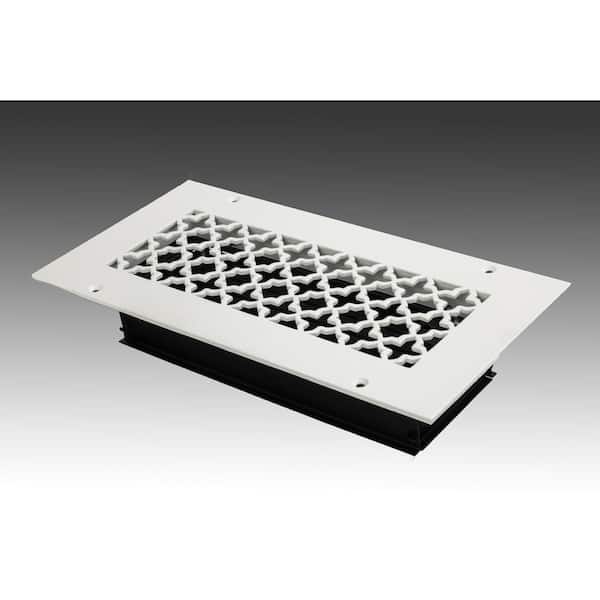 SteelCrest Victorian 10 in. x 4 in. White Powder Coat Steel Wall Ceiling Vent with Opposed Blade Damper