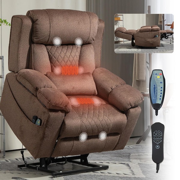 aisword Coffee Dual OKIN Motor Chenille Power Lift Recliner with