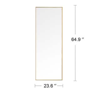 23.6 in. W x 64.9 in. H Rectangular Framed Wall Mounted Bathroom Vanity Mirror Full Floor Mirror in Gold