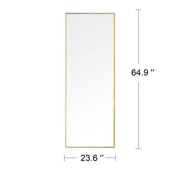 Unbranded 23.6 in. W x 64.9 in. H Rectangular Framed Wall Mounted Bathroom Vanity Mirror Full Floor Mirror in Gold