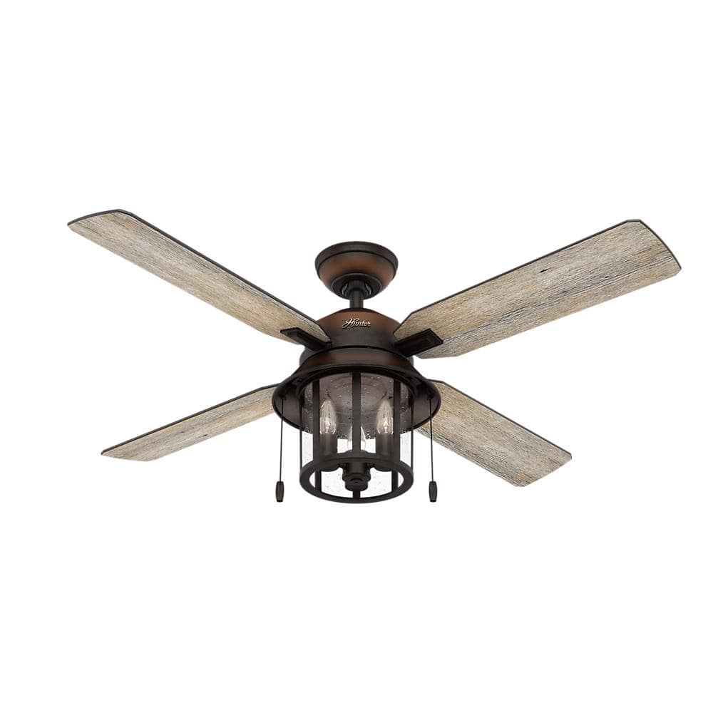 Hunter Copperhill 52 In Led Indoor Outdoor Brittany Bronze Ceiling Fan With Light Kit 59638 The Home Depot