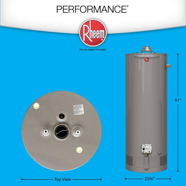 Rheem Performance 50 Gal. Short 6-Year 40,000 BTU Ultra Low NOx (ULN)  Natural Gas Tank Water Heater XG50S06EN40U1 - The Home Depot