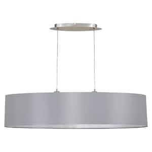 Maserlo 39.37 in. W x 72 in. H 2-Light Silver and Satin Nickel Pendant Light with Metal Shade