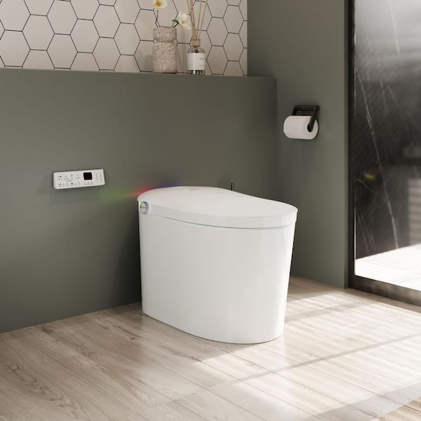 Tankless Smart Toilet With Bidet Built In, Auto Flush, Auto Open/Close, Heated Seat, Bubble Wash, Warm Water and Dry
