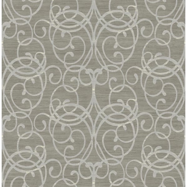 Seabrook Designs Silverton Scroll Greige & Pearl Paper Strippable Roll (Covers 56.05 sq. ft.)