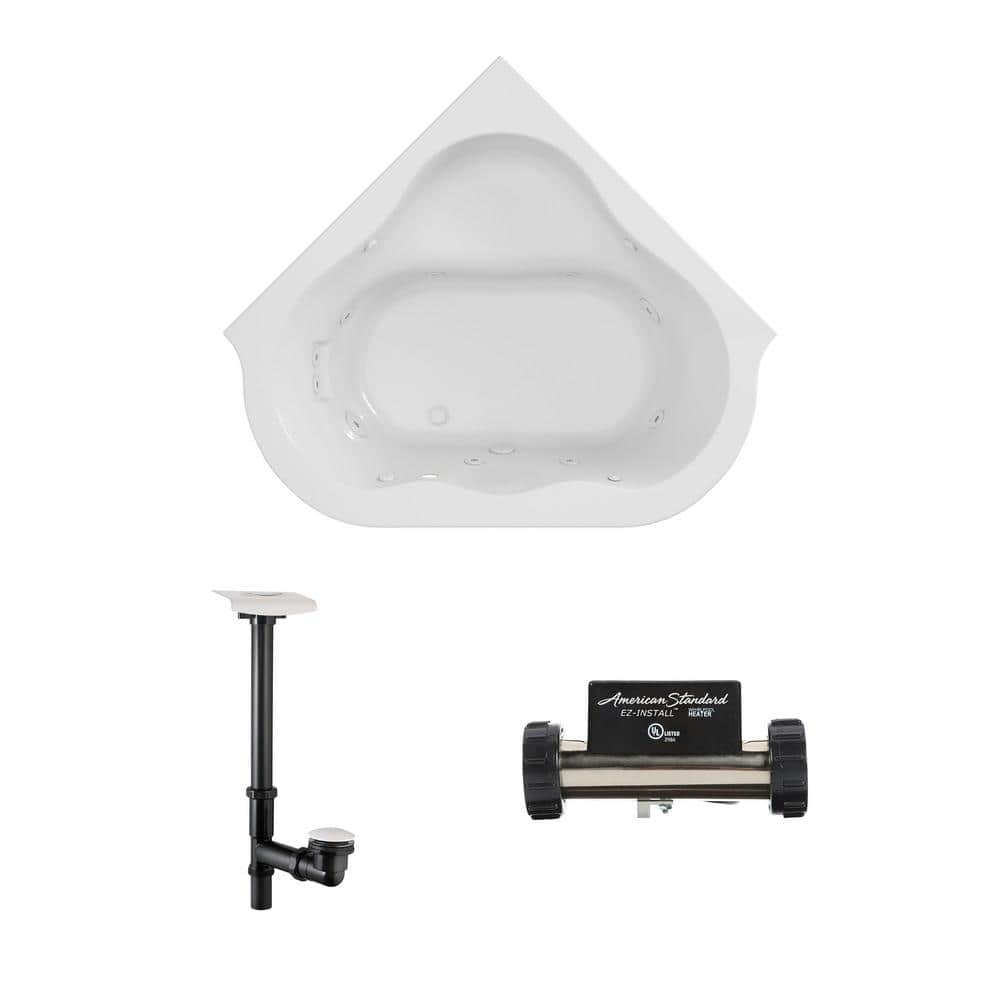 American Standard EverClean 77 in. x 66 in. Neo Angle Acrylic Drop-In Whirlpool Bathtub with Left Drain and Heater in White -  VB6060EZ1599
