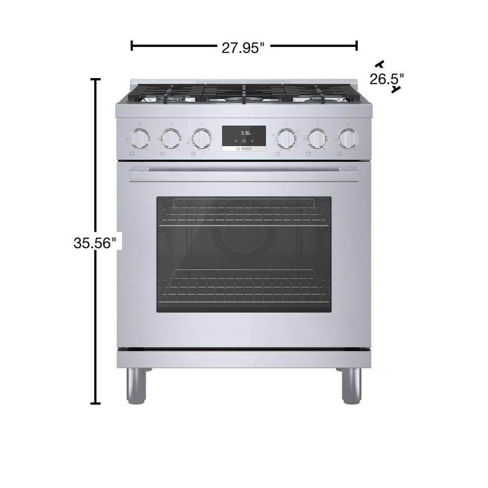 30" Stainless Steel Free-Standing Convection Gas Range