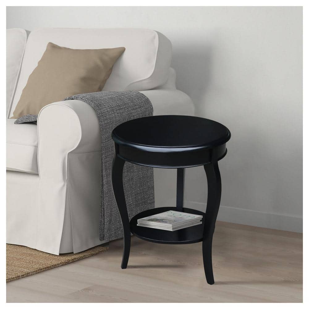 Cambria 25'' Black Solid Parawood Round End Table