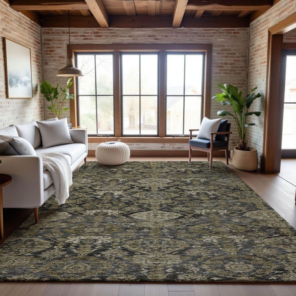 Mayfield Premium Machine Washable Abstract AMF1084 Charcoal 8 ft. x 10 ft. Area Rug price history on PriceWatchPro