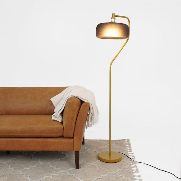59 in. H Gold Metal Tree Floor Lamp with Glass Shade