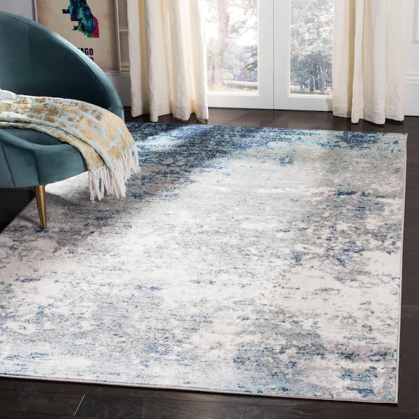 Brentwood Light Grey/Blue 9 ft. x 12 ft. Abstract Area Rug