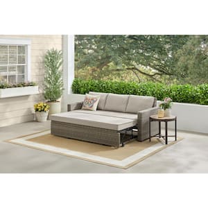 Hampton Bay Clarington 1-Piece Wicker Outdoor Convertible Sofa