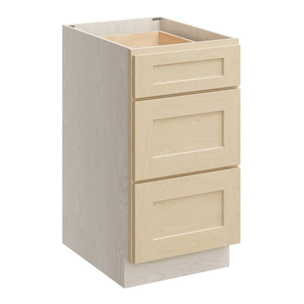 18 in. W x 24 in. D x 34.5 in. H Plywood Ready to Assemble Floor Base Kitchen Cabinet in Versa Shaker with 3 Drawers