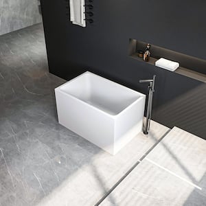 43 in. W. x 28 in. Acrylic Flat Bottom Soaking Bathtub with Pop-Up Drain in White