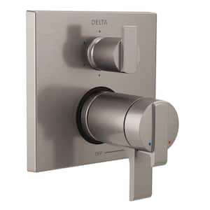2-Handle Wall-Mount Valve Trim Kit with 6-Setting Integrated Diverter in Stainless (Valve Not Included)