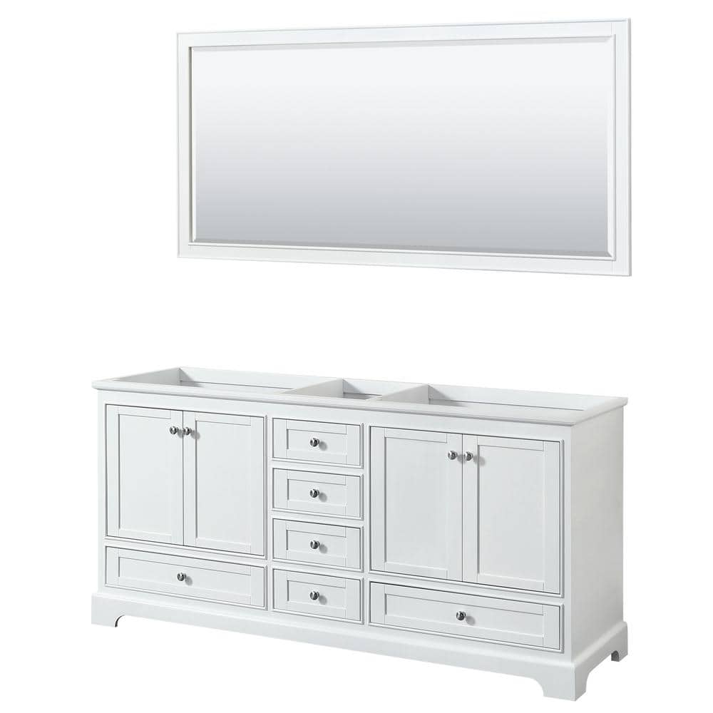 Deborah 71 in. Double Bathroom Vanity Cabinet Only with 70 in. Mirror in White price history on PriceWatchPro